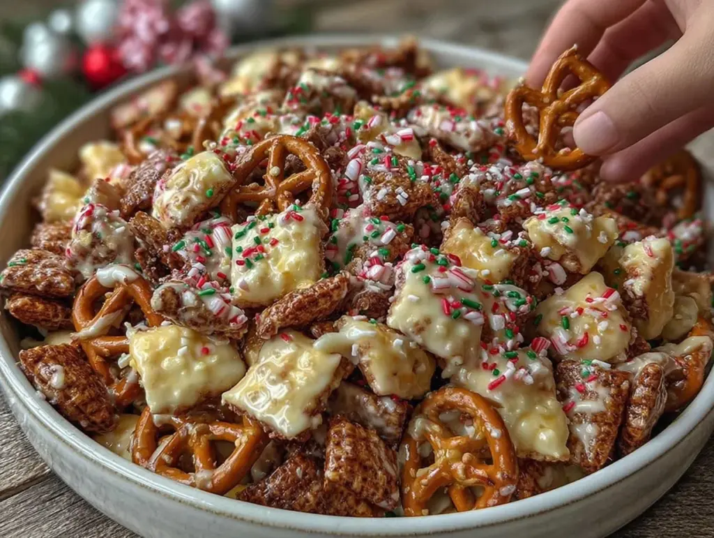 Peppermint Bark Reindeer Chow - featured image
