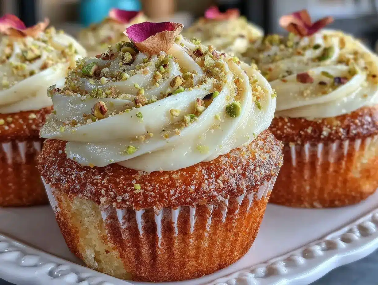 rose and pistachio cupcakes preparation steps