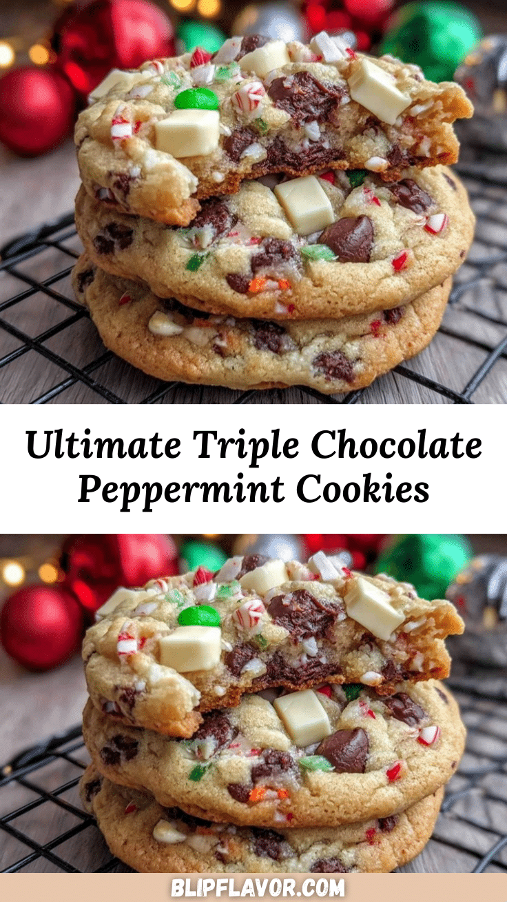 Triple Chocolate Peppermint Chunk Cookies recipe