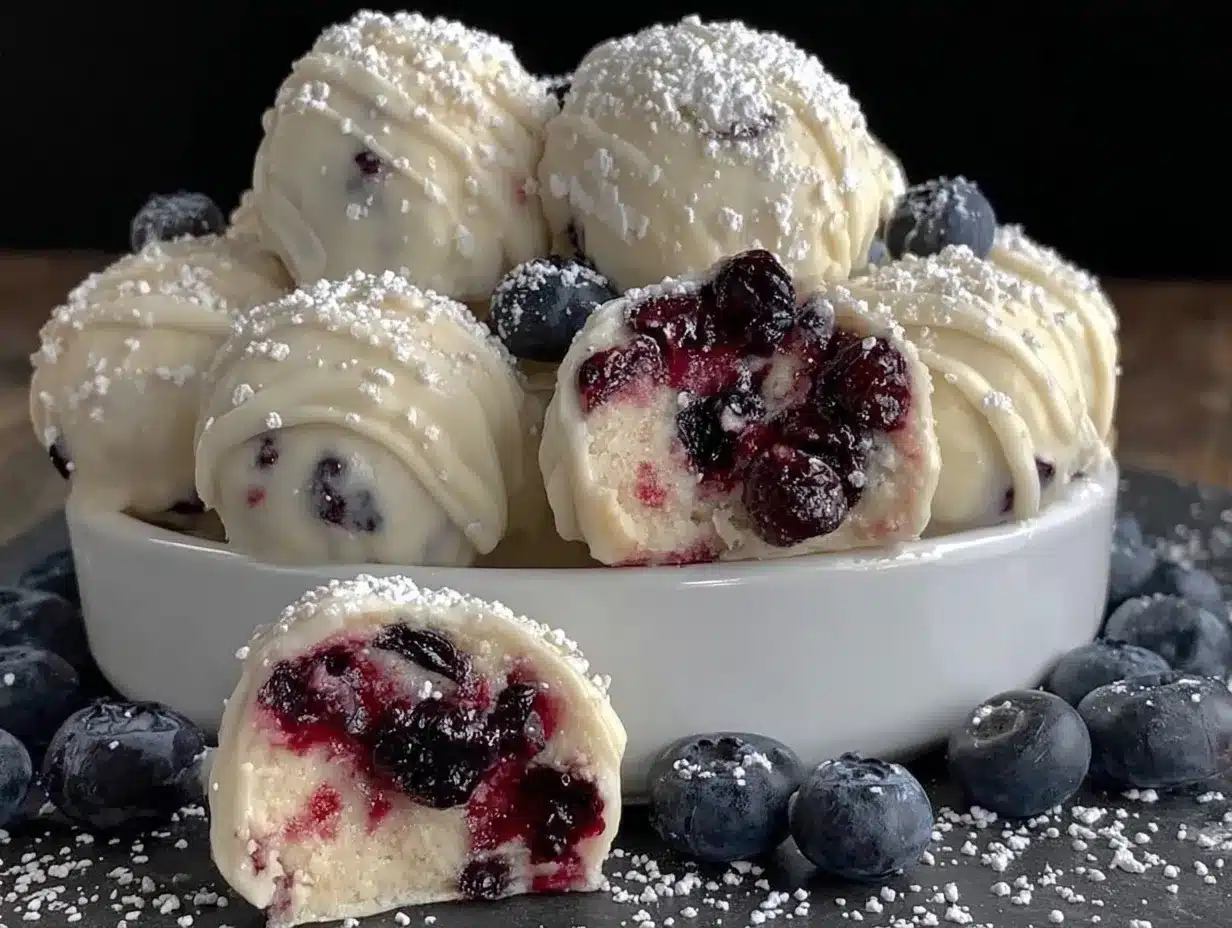 white chocolate blueberry truffles preparation steps