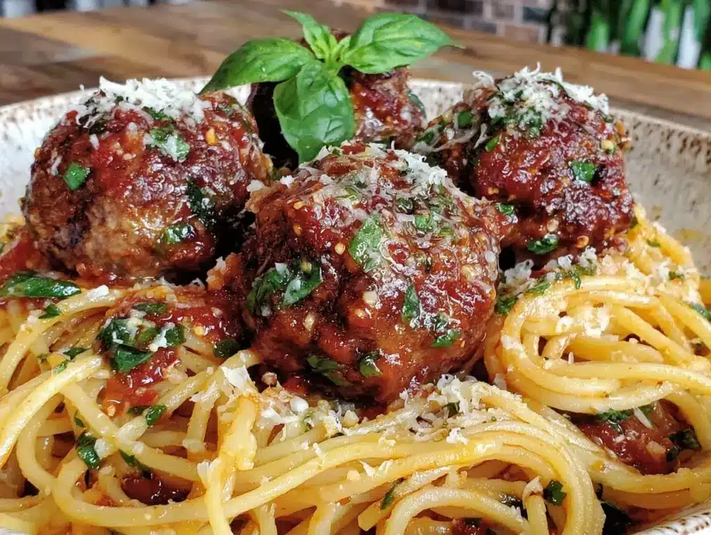 classic comfort spaghetti and juicy meatballs - featured image