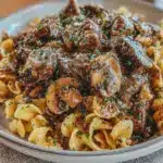 creamy beef stroganoff - featured image
