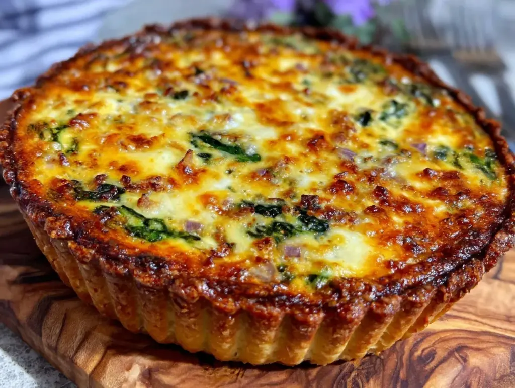 creamy spinach quiche - featured image