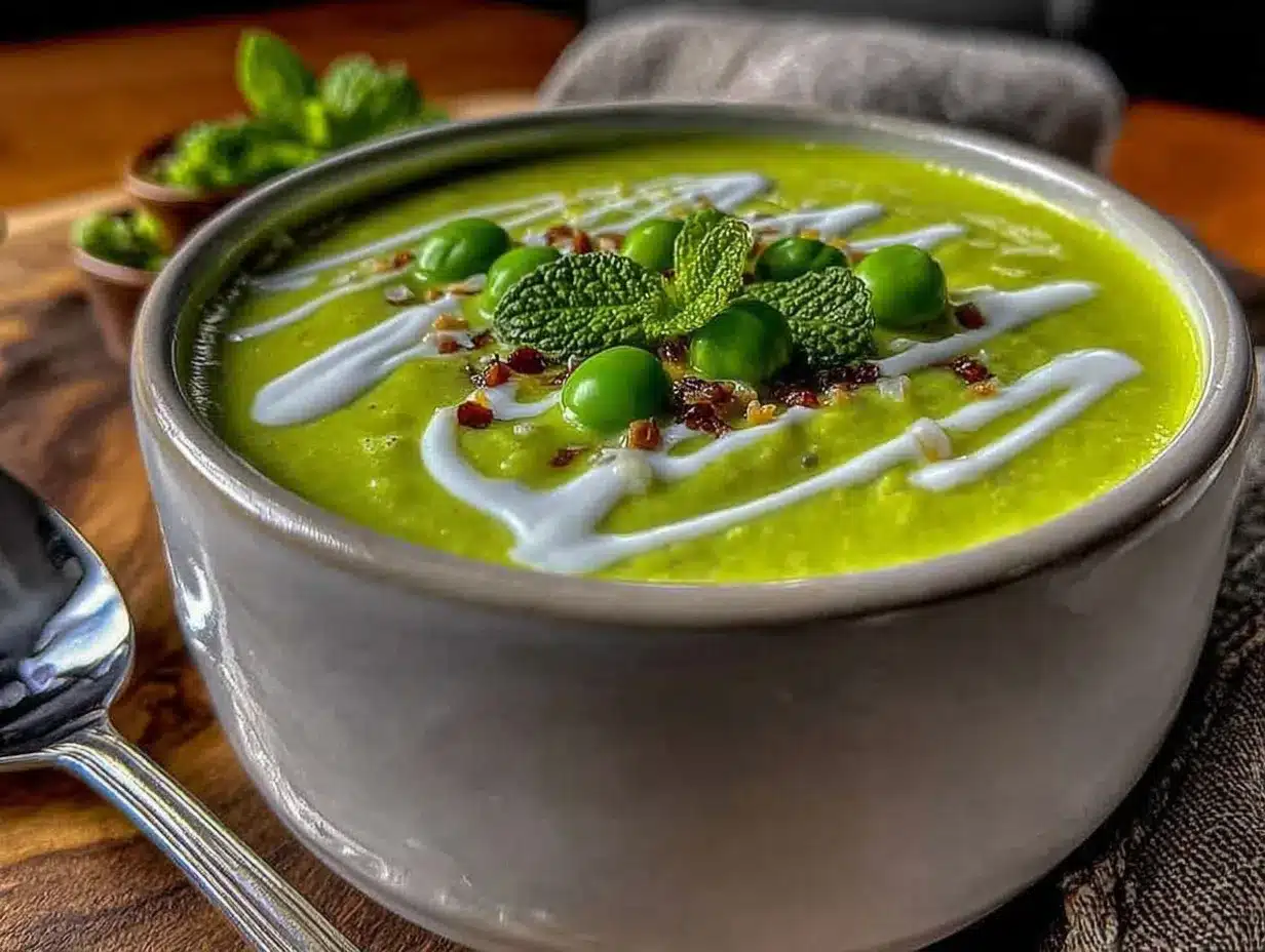 creamy spring pea and mint soup preparation steps