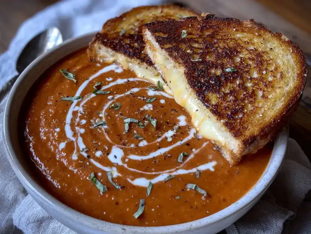 creamy tomato basil soup - featured image