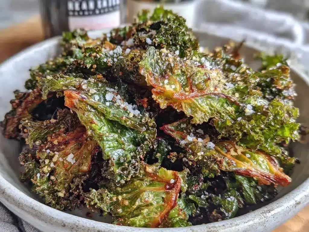 crispy garlic parmesan kale chips - featured image