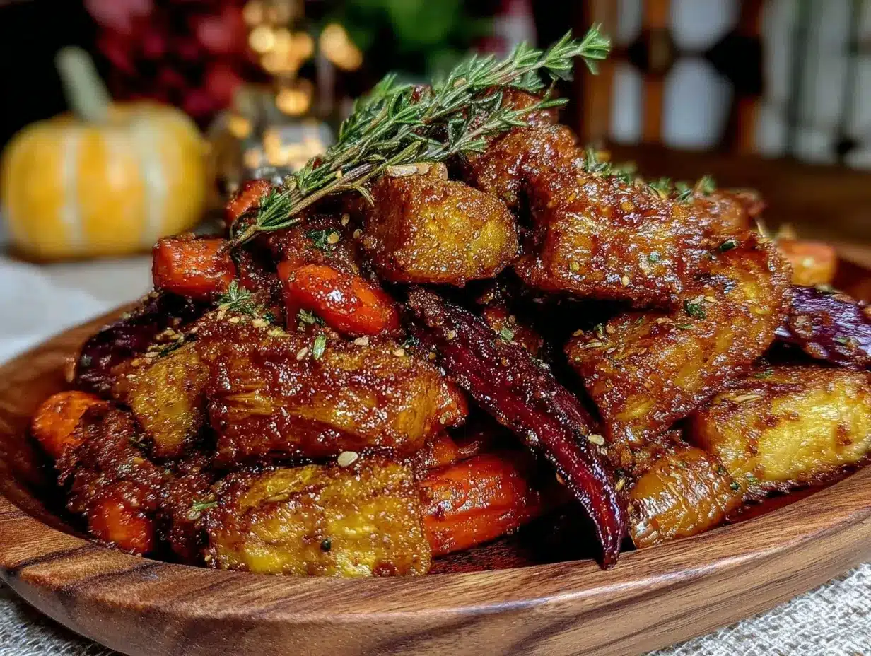 crispy honey roasted root vegetables preparation steps