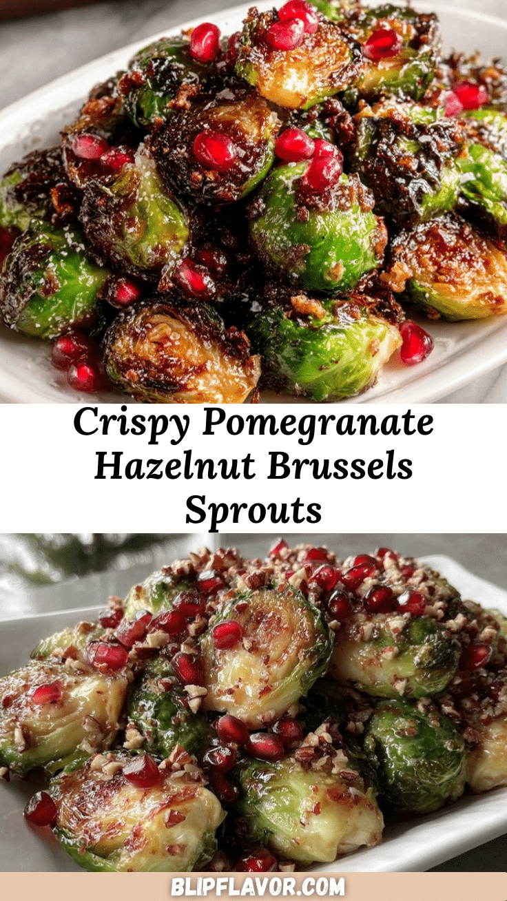 crispy pomegranate-hazelnut roasted Brussels sprouts recipe