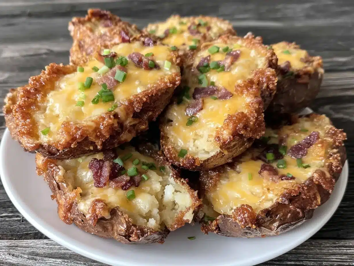 crispy potato skins loaded with cheddar and bacon preparation steps