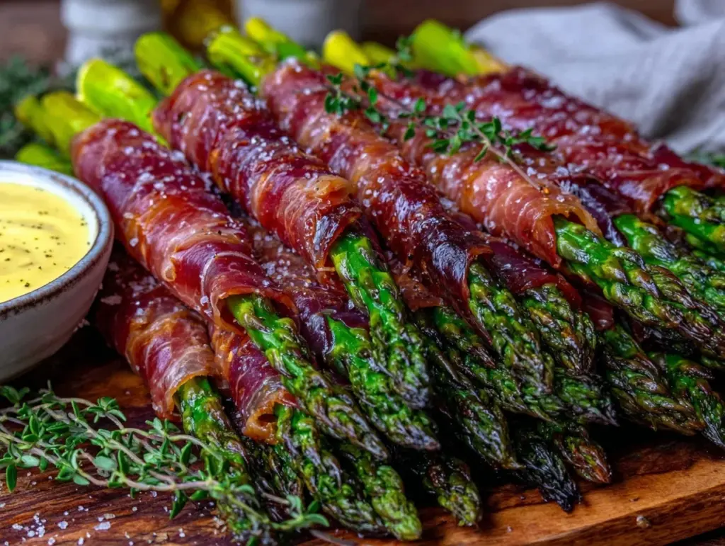 crispy prosciutto wrapped asparagus - featured image