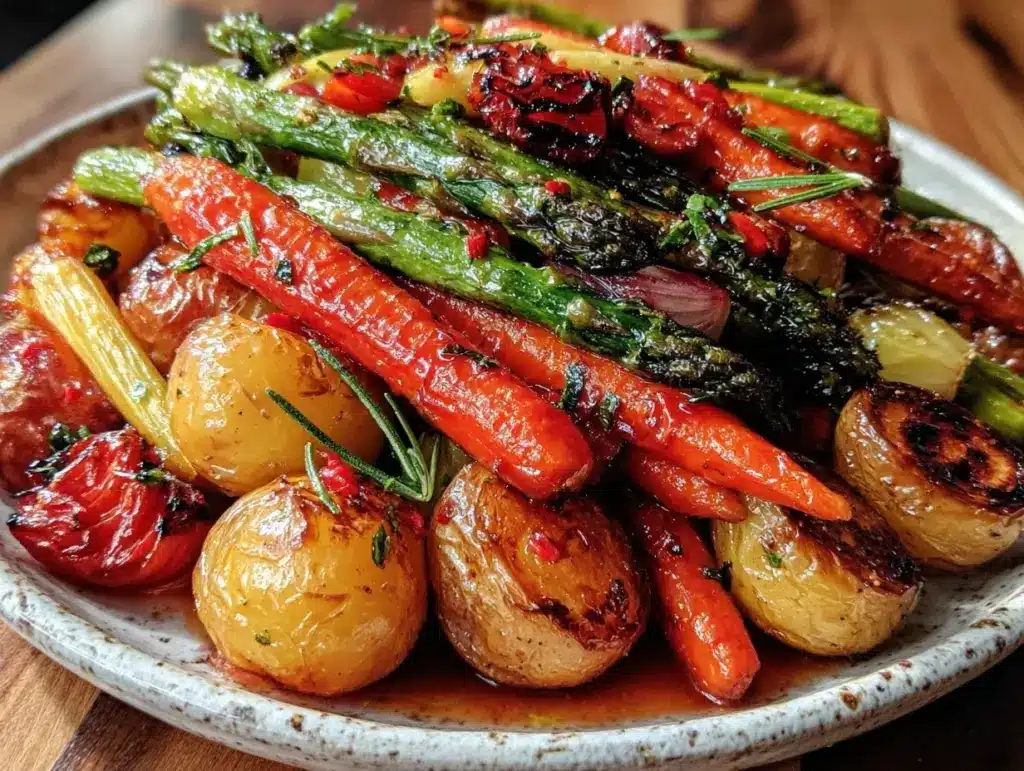 crispy roasted spring vegetables recipe - featured image