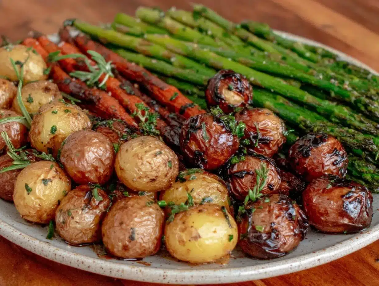 crispy roasted spring vegetables recipe preparation steps