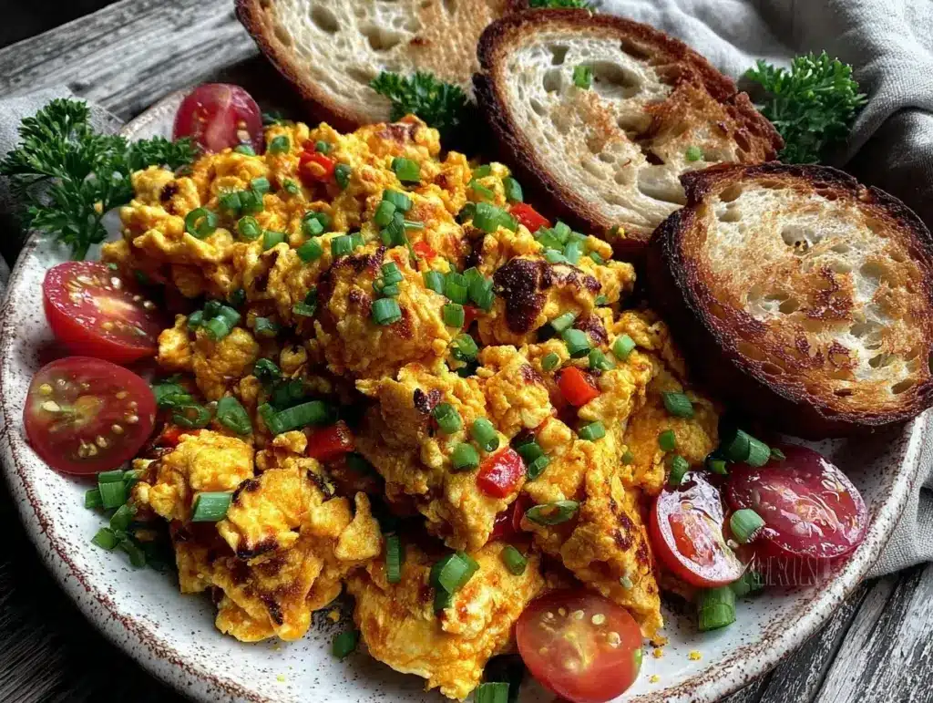 easy creamy tofu scramble - featured image