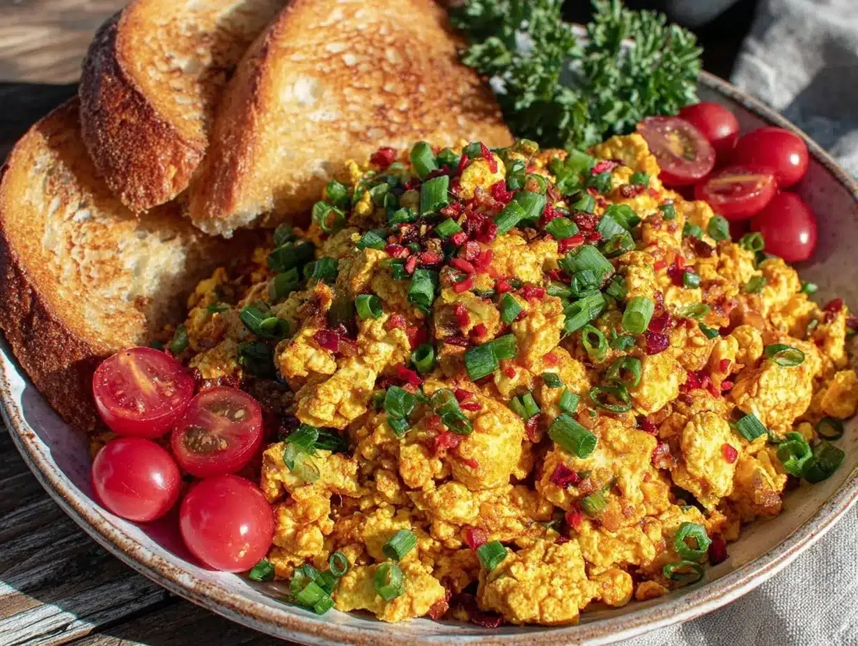 easy creamy tofu scramble preparation steps