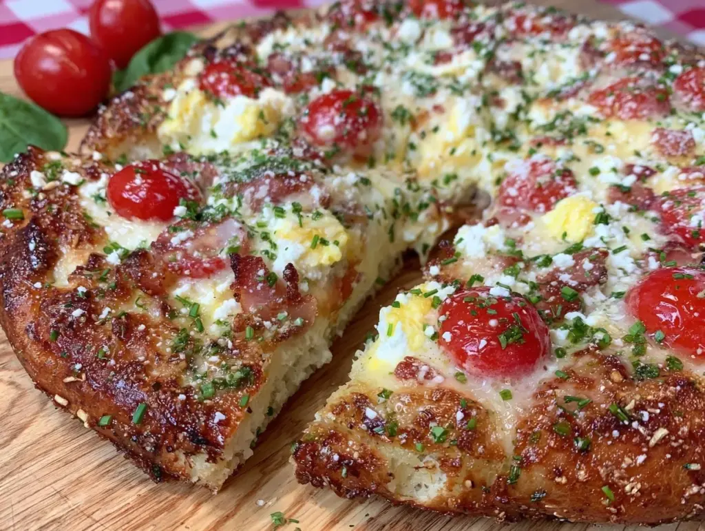 fluffy christmas breakfast pizza - featured image