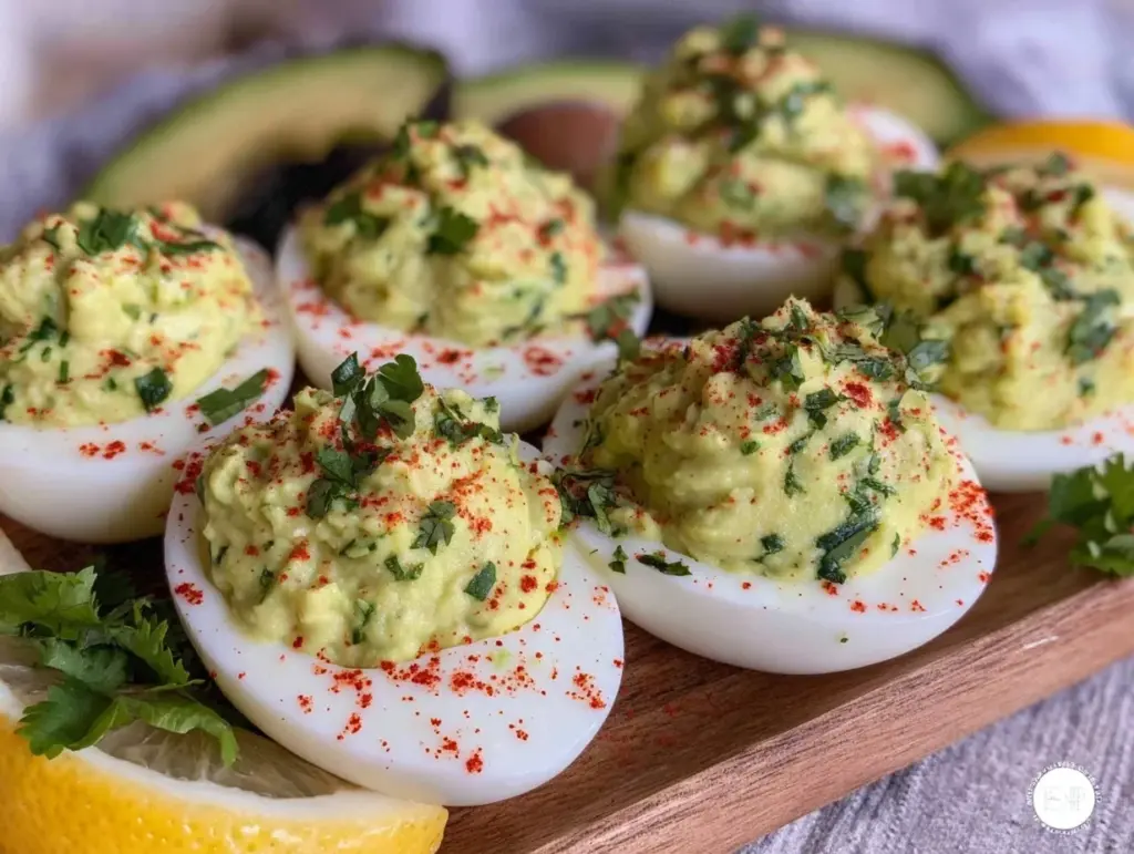 fresh avocado deviled eggs - featured image