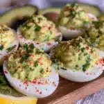 fresh avocado deviled eggs - featured image