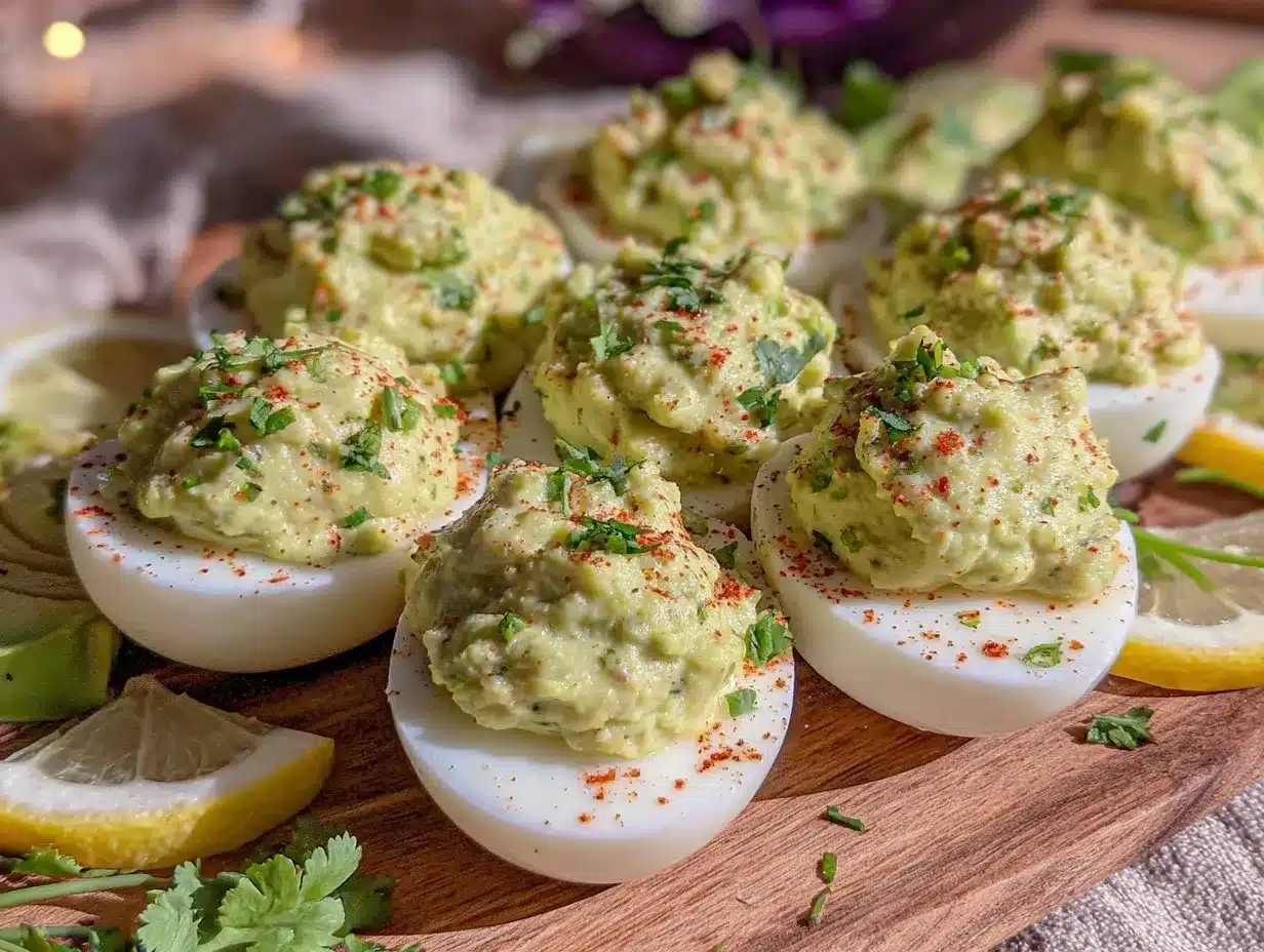 fresh avocado deviled eggs preparation steps