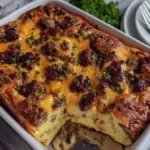 overnight breakfast casserole with sausage - featured image