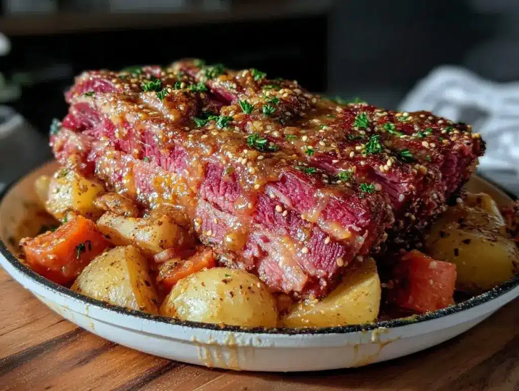 slow cooker corned beef - featured image