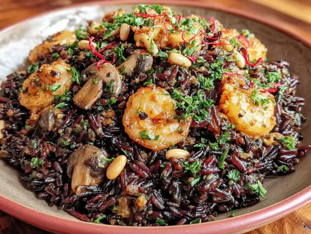 wild rice with roasted mushrooms and herbs - featured image
