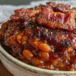baked beans with brown sugar and crispy bacon - featured image
