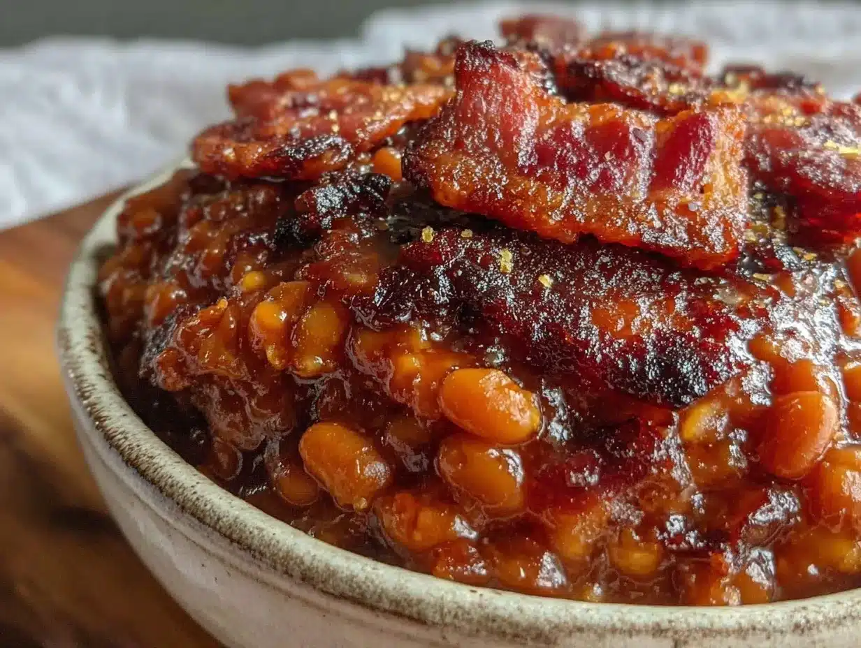 baked beans with brown sugar and crispy bacon preparation steps
