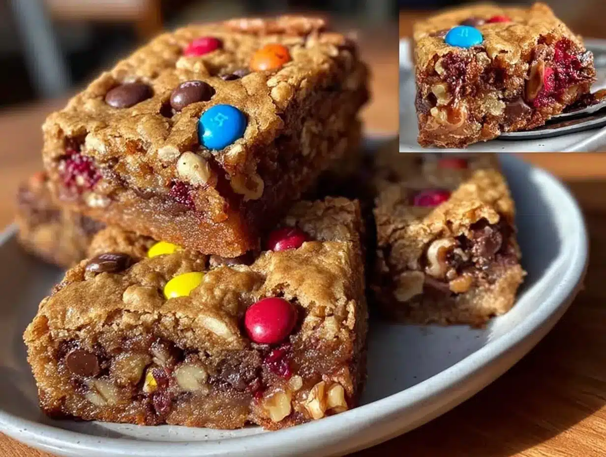 chewy monster cookie bars preparation steps