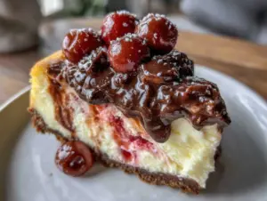 chocolate covered cherry cheesecake - featured image