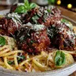 classic spaghetti and juicy meatballs recipe - featured image