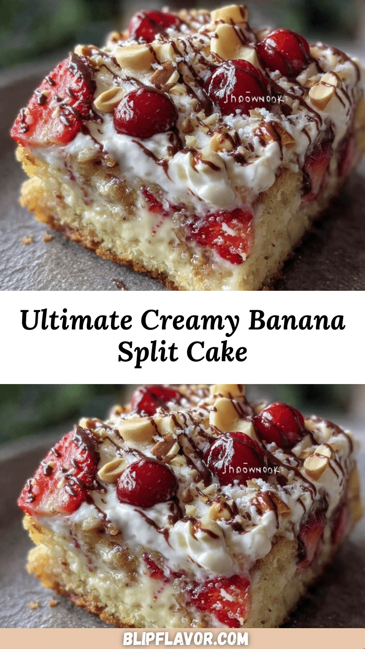 Creamy Banana Split Cake recipe