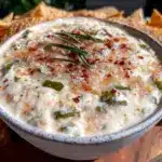 creamy white queso dip with zesty green chiles - featured image