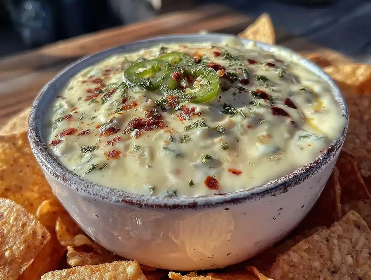 creamy white queso dip with zesty green chiles preparation steps