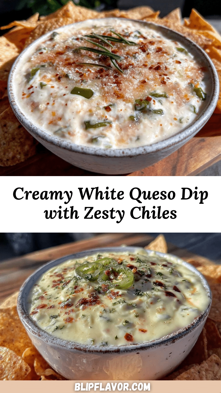 creamy white queso dip with zesty green chiles recipe