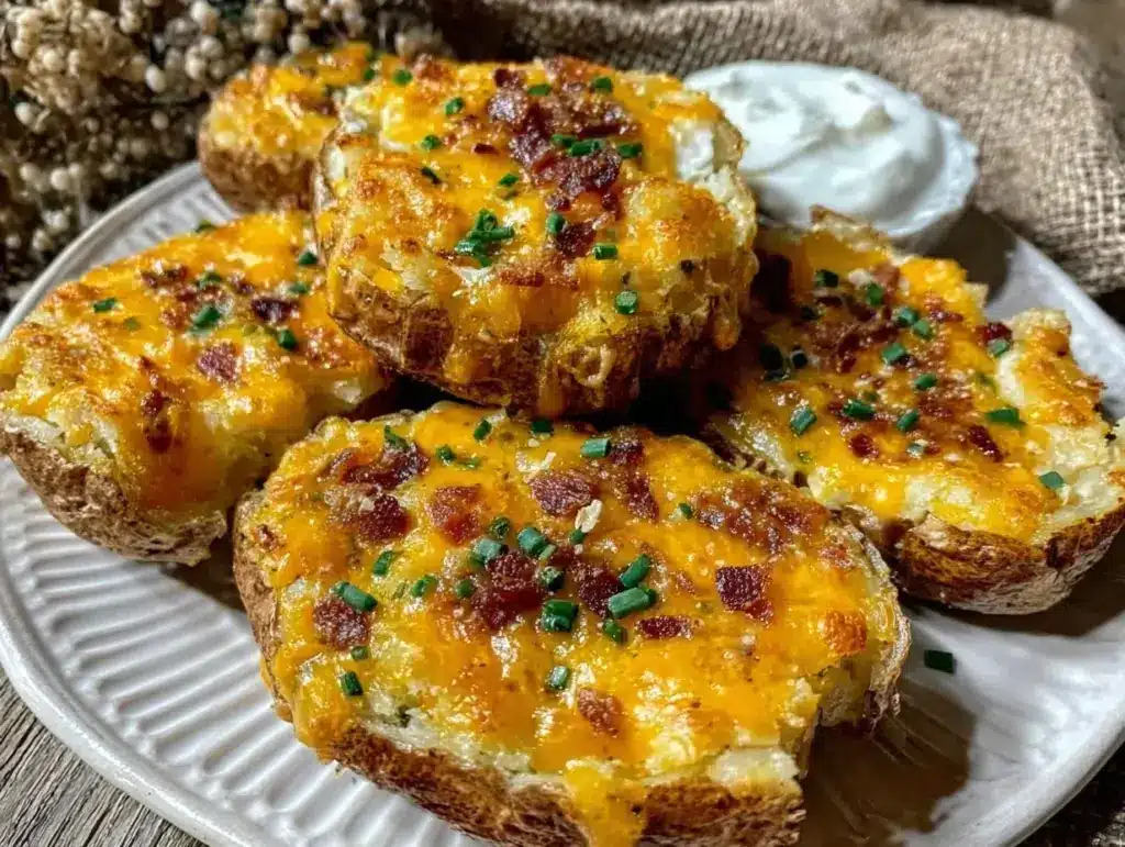 crispy loaded baked potato skins - featured image