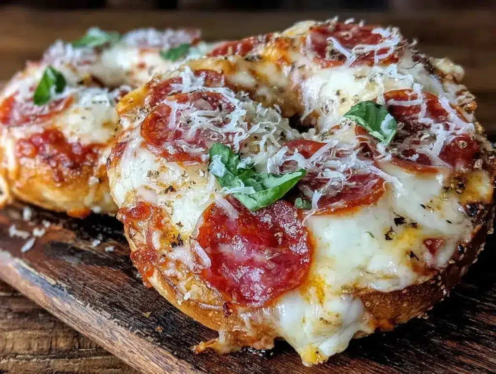 crispy pizza bagels - featured image