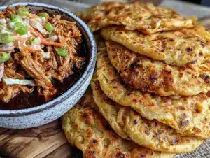 easy crispy moo shu pork pancakes - featured image