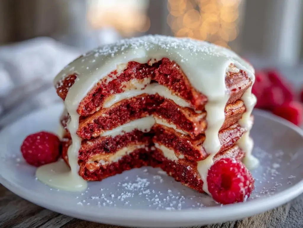 fluffy red velvet waffles - featured image