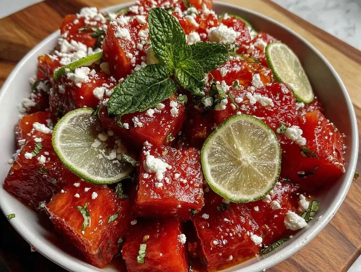 fresh watermelon salad preparation steps