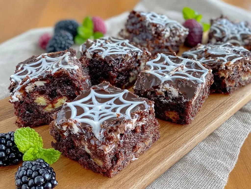 fudgy spider web brownies - featured image