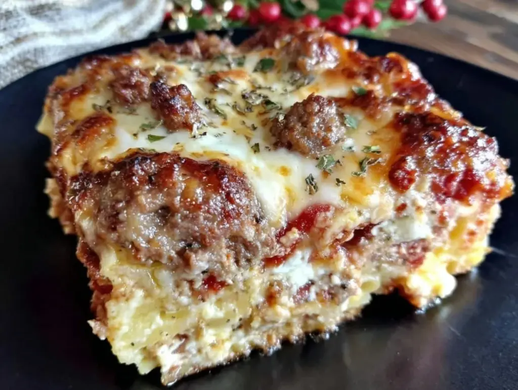 baked ziti with italian sausage and ricotta - featured image