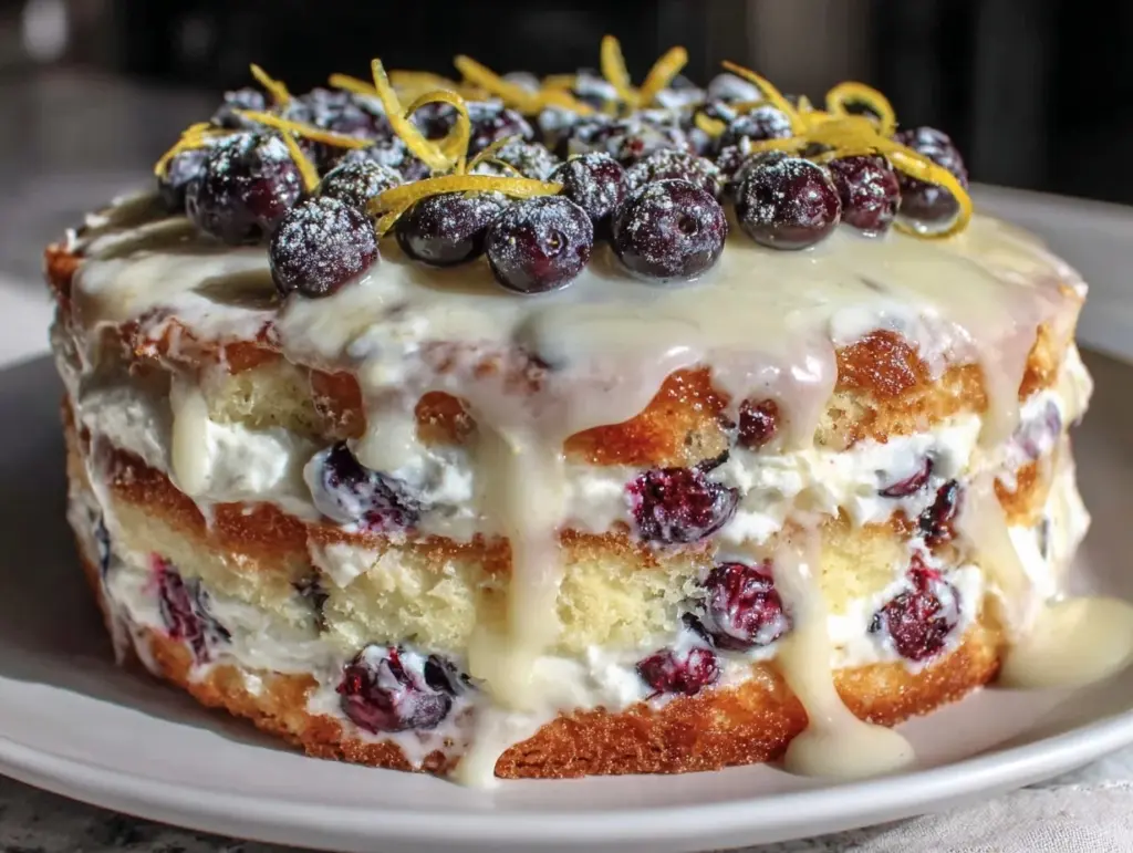 blueberry lemon icebox cake - featured image