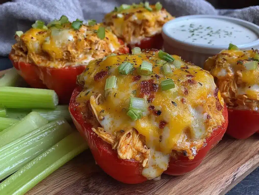 buffalo chicken stuffed peppers - featured image