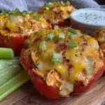buffalo chicken stuffed peppers - featured image