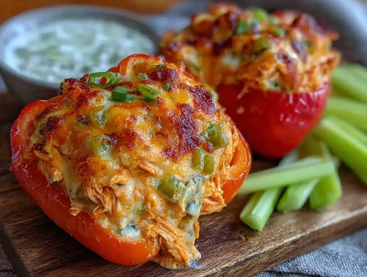 buffalo chicken stuffed peppers preparation steps