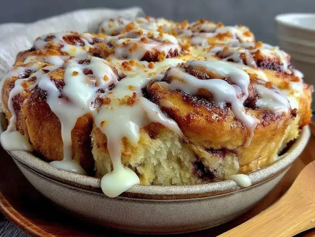 cozy cinnamon roll casserole - featured image