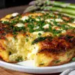 creamy asparagus and goat cheese frittata - featured image