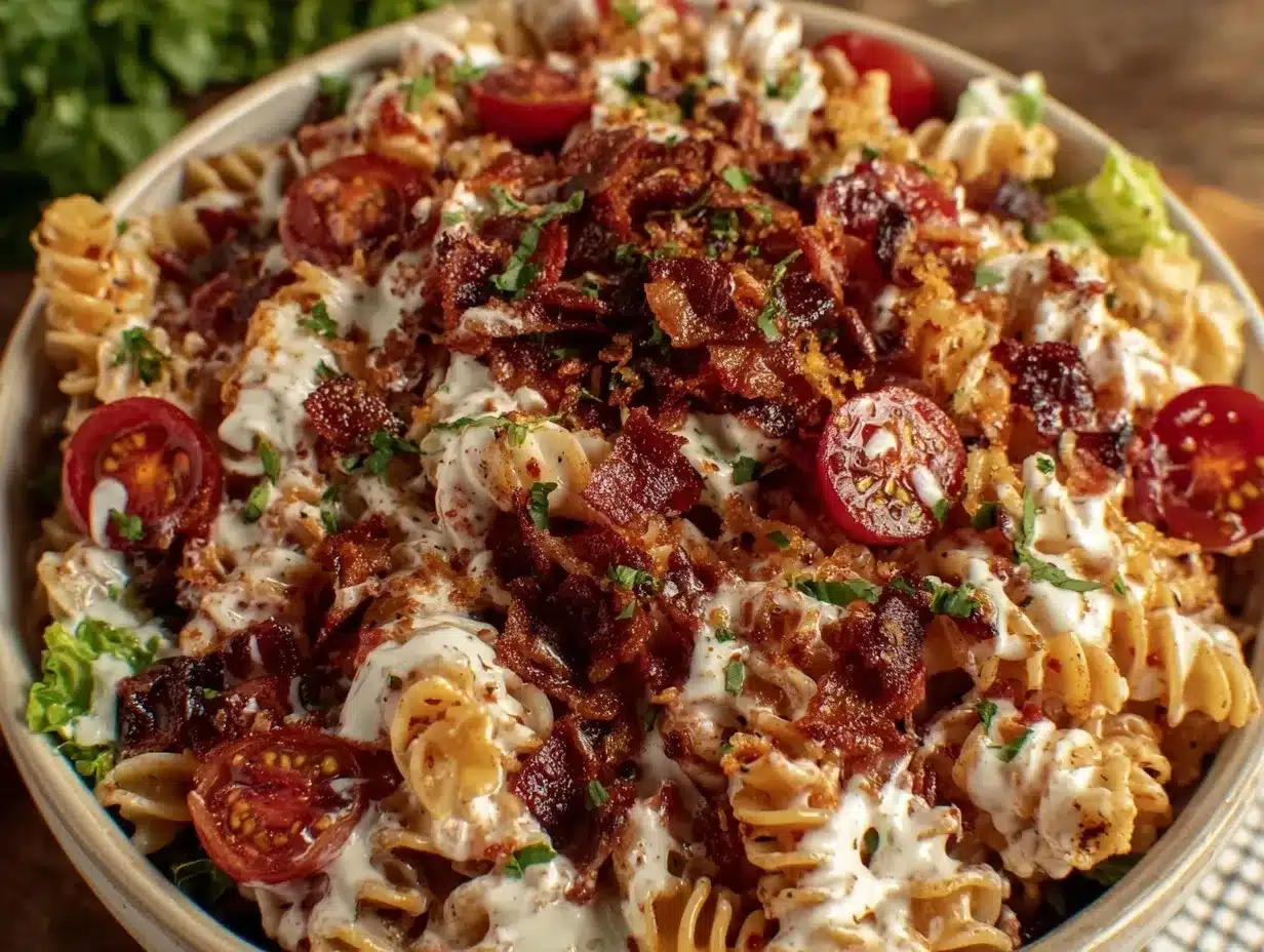 creamy BLT ranch pasta salad preparation steps