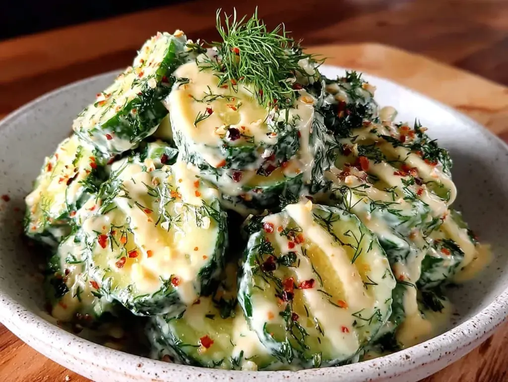creamy cucumber dill salad - featured image