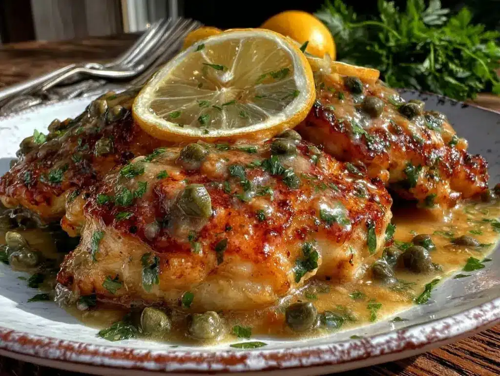 creamy lemon chicken piccata - featured image
